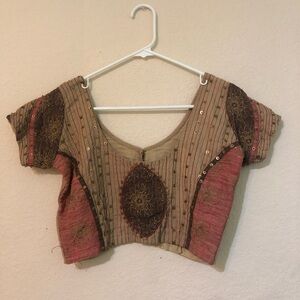 Bohemian Renaissance Indian Patchwork Sequin Crop Top